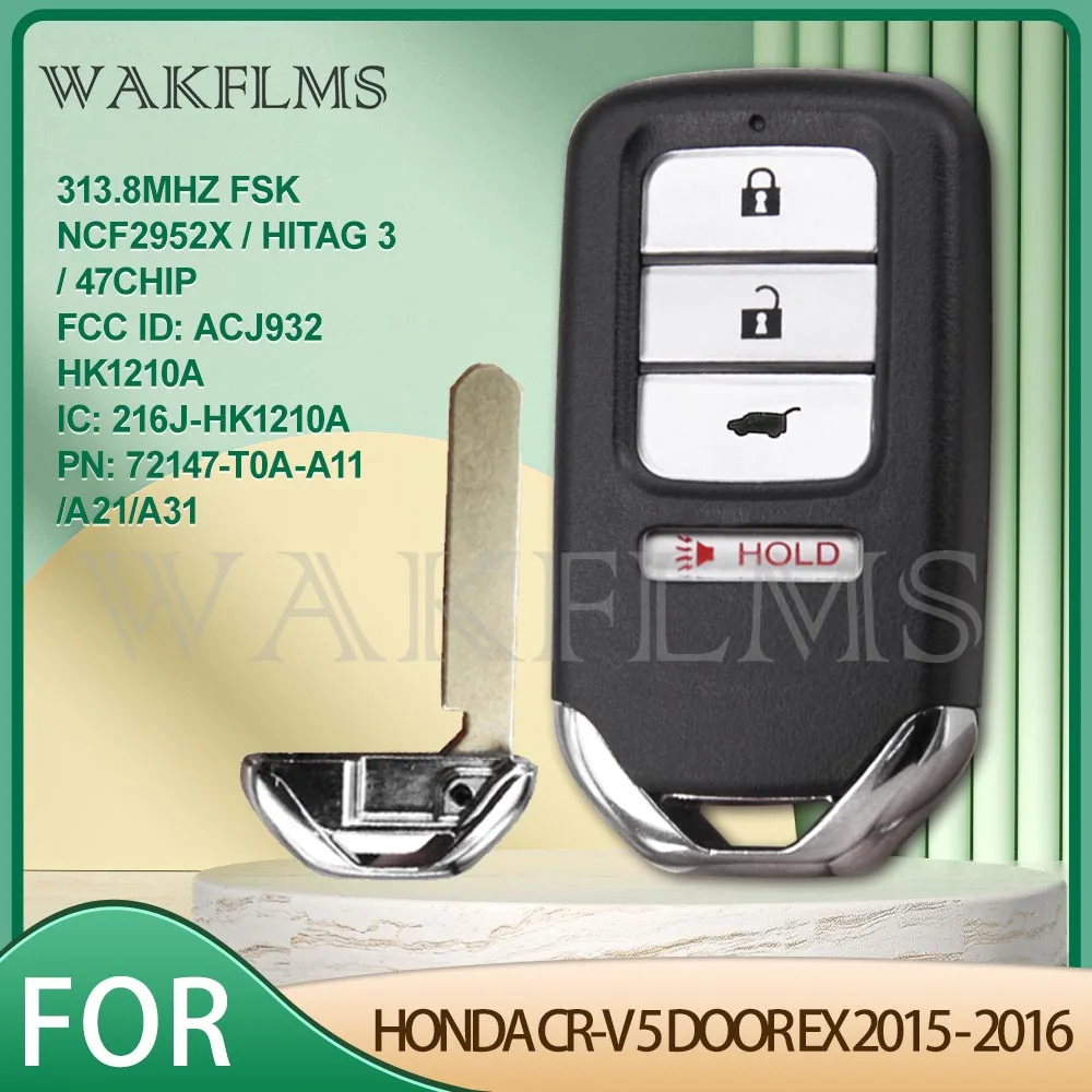 For Honda CR-V 4Button Smart Car Key 47 Chip FCC ID: ACJ932HK1210A