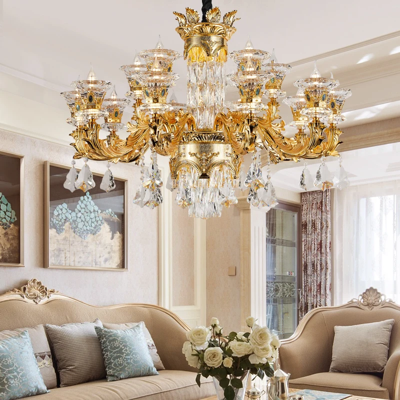 European Style Living Room Chandelier Atmospheric Jade Living Room Lamp Modern Simple Bedroom Dining  Candle Crystal Chandelier