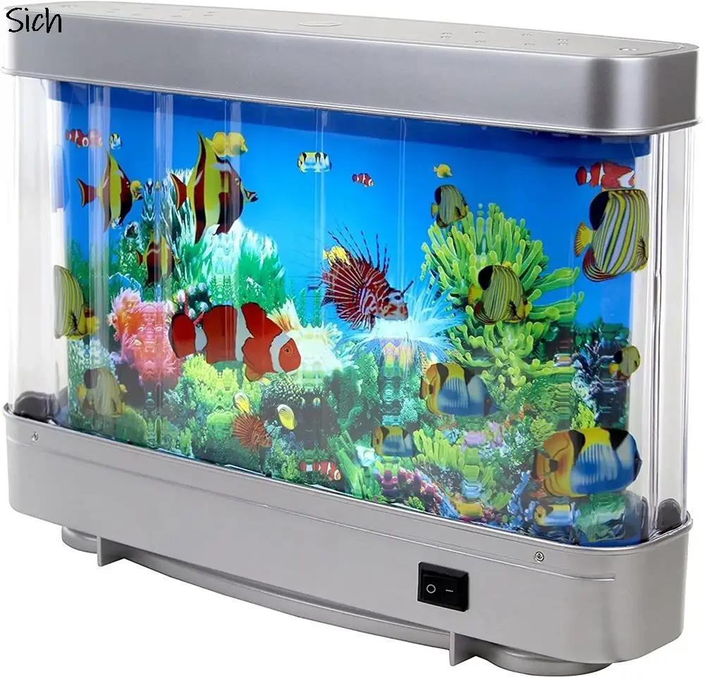 LED Fish Tank Lamp Moving Sea View Fish LED Mini Fish Tank Aquarium Light Decoration Underwater World Landscape Lamp Gift