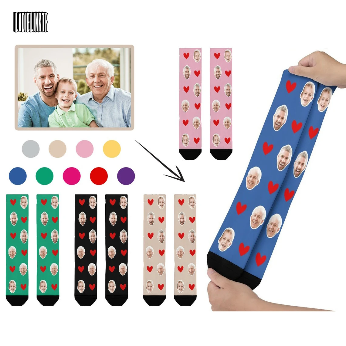 Custom Face Socks For Dad Father's Day Gifts Personalised Socks With Faces Photo Custom Socks Men Women Funny Happy Socks