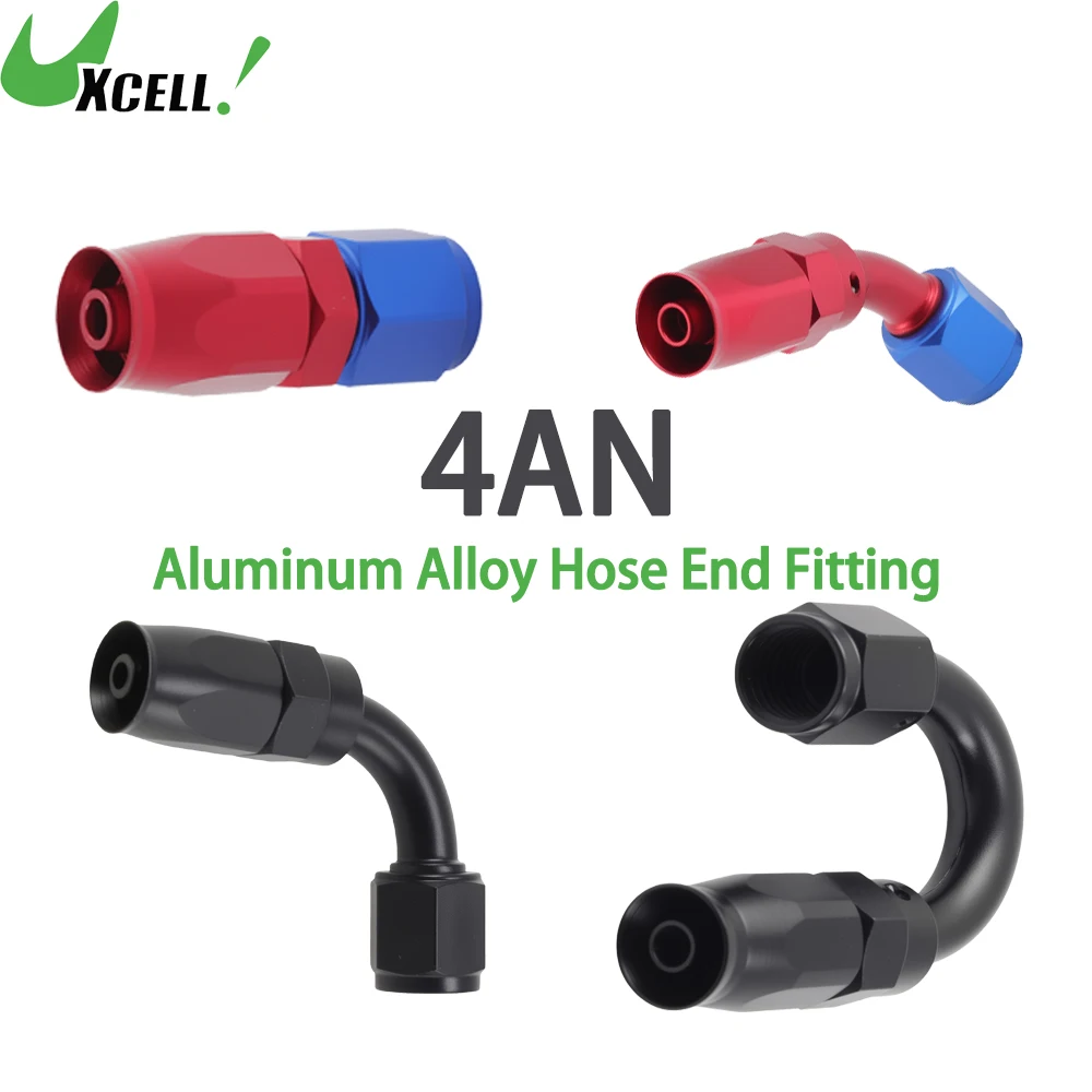 UXCELL 4AN 0° 45°  90°  180° Aluminum Alloy Hose End Fitting for CPE Braided Hose Red Blue Black Oil Fuel Line Hose End Fitting