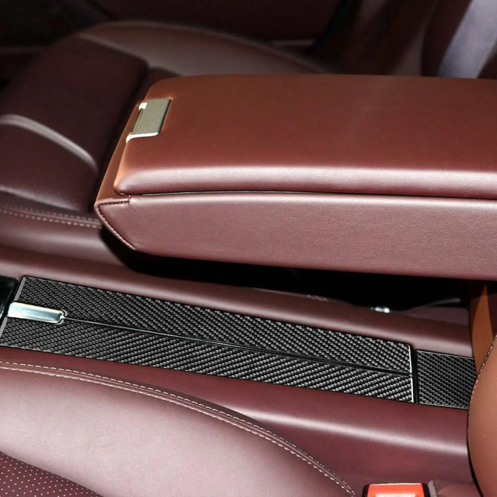 Car Rear Armrest Box Panel Decoration Cover Trim Sticker Decal for-Porsche Panamera 2010-2016 Carbon Fiber Interior Trim