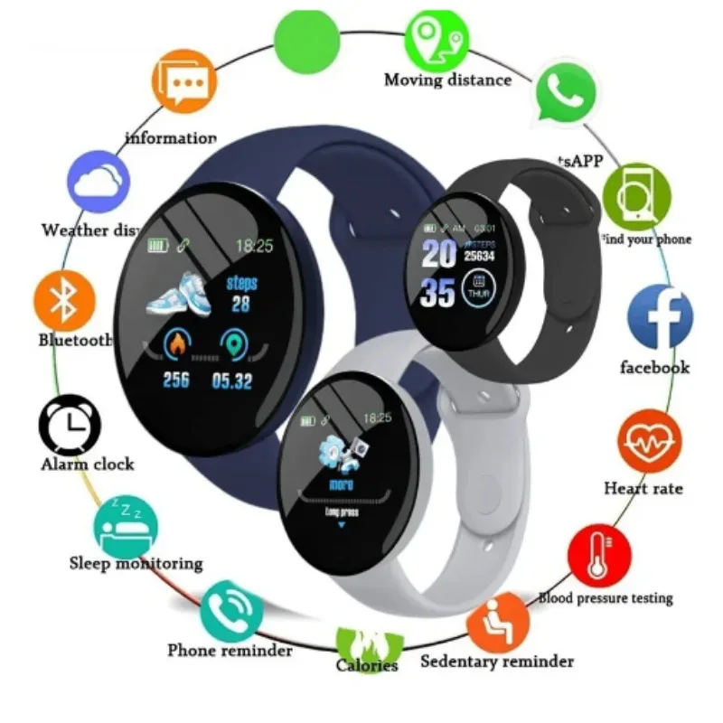 D18 Macaron Real Step Count Smart Watch, Male & Female, Connected Smart Watch, For iOS & Android, B41, Sports