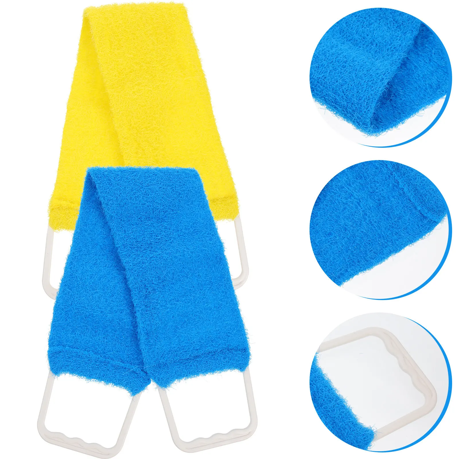 

Natural Solid Color Bath Scrubber Massage Strap Double-Sided Exfoliate Pull Back Strip Shower Rub Belt Bath Towel Spa Massage