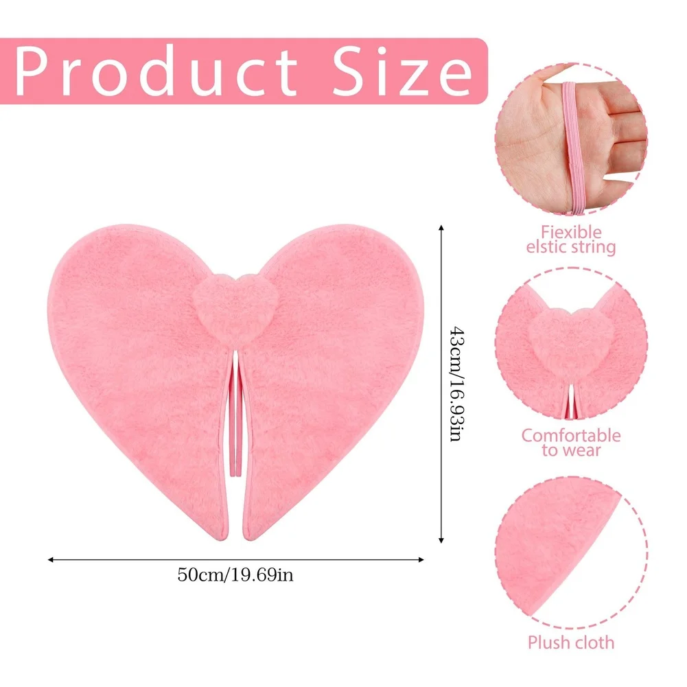 48.5x44cm 50x43cm for Pink Plush Angel Wings Heart Design Valentine Costume Prop Softs Polyester For Party Performance Kit