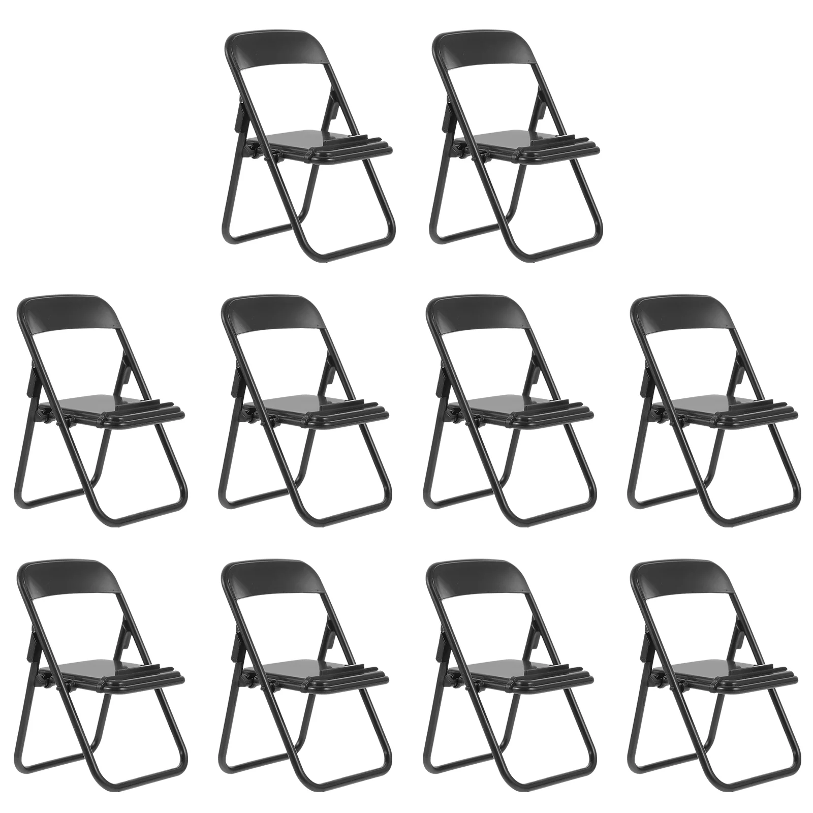 

Miniature Folding Chair Chair-shaped Mobile Phone Holder Dollhouse 10pcs (black) Chairs Portable Umbrella for Sun