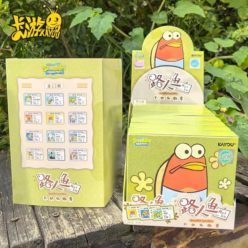 Genuine KAYOU Spongebob Squarepants Bikini Bottom Pedestrian Fish Identity Card Series Non Woven Fabric Badge Toy Gifts
