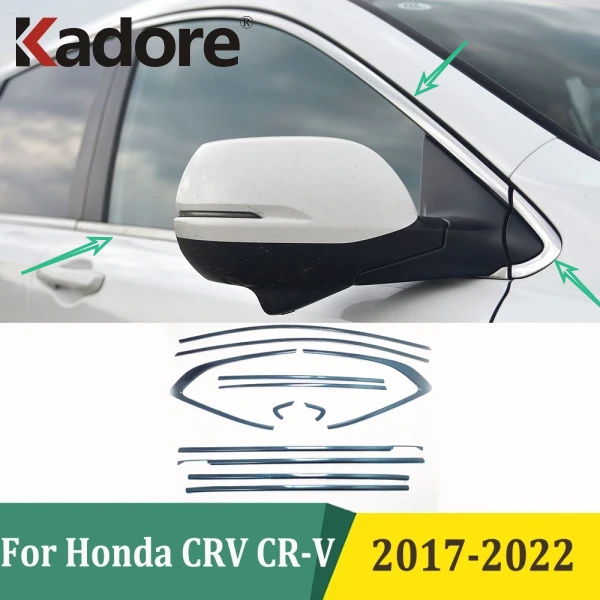 

Для Honda CRV CR-V 2017-2020 2021 2022, оконная крышка из нержавеющей стали, литье, украшение, декоративная рамка, накладки, автомобильные аксессуары