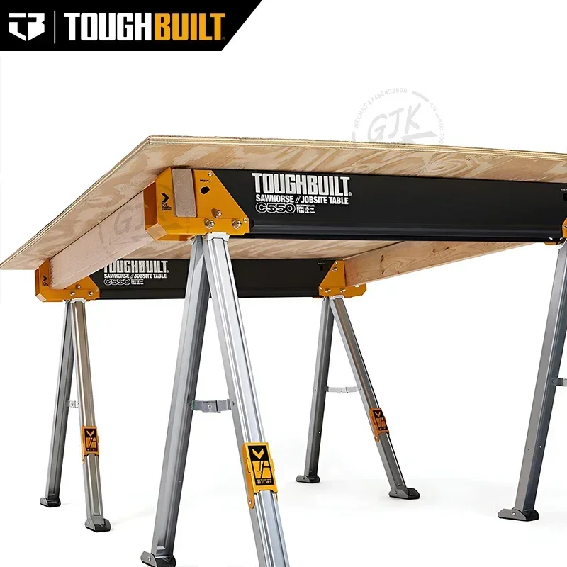 ToughBuilt - طاولة المنشار/Jobsite القابلة للطي - قوية وشديدة التحمل، فولاذ عالي الجودة بنسبة 100%، مقبض سهل الحمل مقاس 41.5 بوصة - (TB-C550)