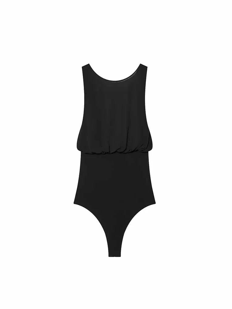 

European and American style winter new arrivals fashionable women's clothing trendy design gauze patchwork bow bodysuit