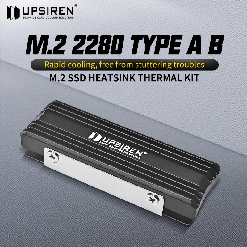 UPSIREN M.2 2280 TYPE AB Solid State Drive Cooler,Aluminum alloy M.2 2280 SSD heat spreader,Includes two 0.5mm thick thermal pad