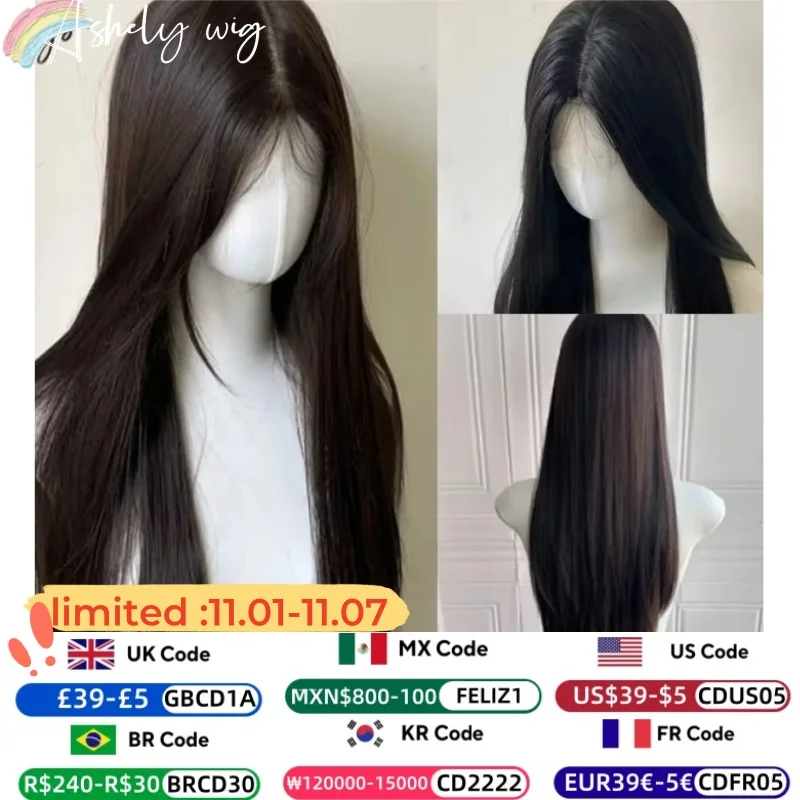 

Camllia Black Wig with Bangs Long Straight Black Hair Lolita Wig for Women 24 Inch Headband Wig High Temperature Resistant Hair