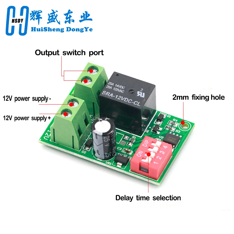 12V time delay relay Module, turn-on delay switch module, car modification, single-chip control time period optional