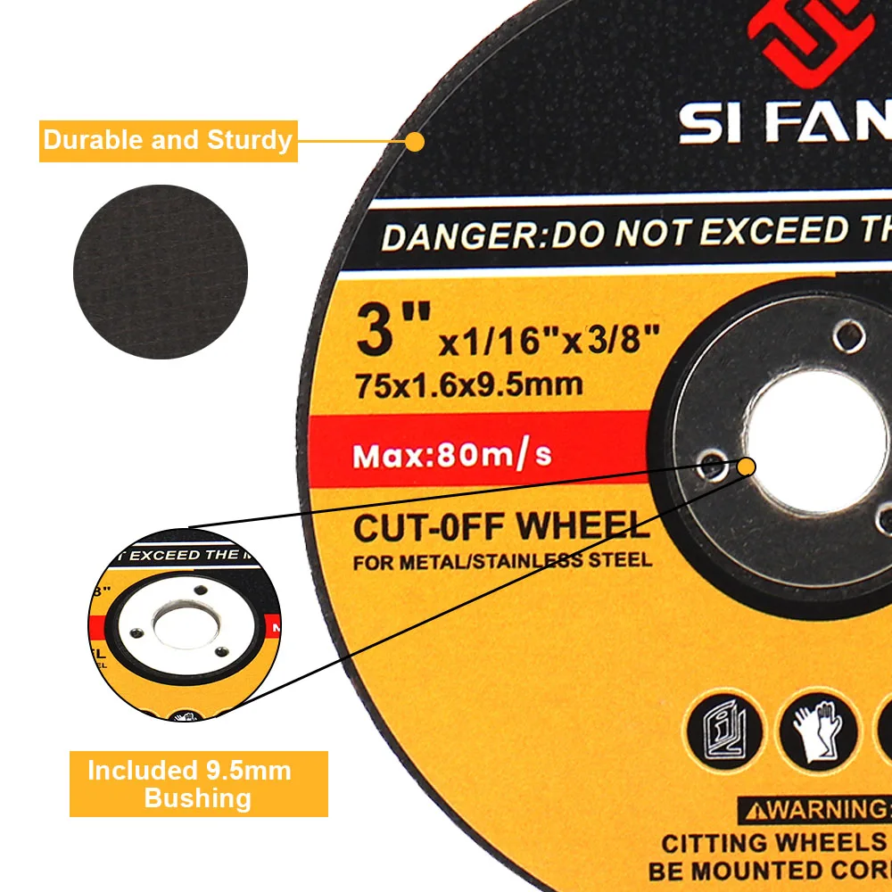 75mm 3" Resin Cutting Disc Saw Blade Grinding Cutting Disc with 1/4" Shank Mounting Mandrel For Rotary Tool Metal Cutter Power T