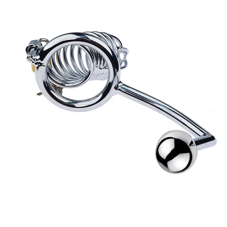 Male Chastity Device With Penis Ring Cock Cage Anal Hook Butt Plug Prostate Massage Bondage For Men Gay Chastity Lock Restraint view 4