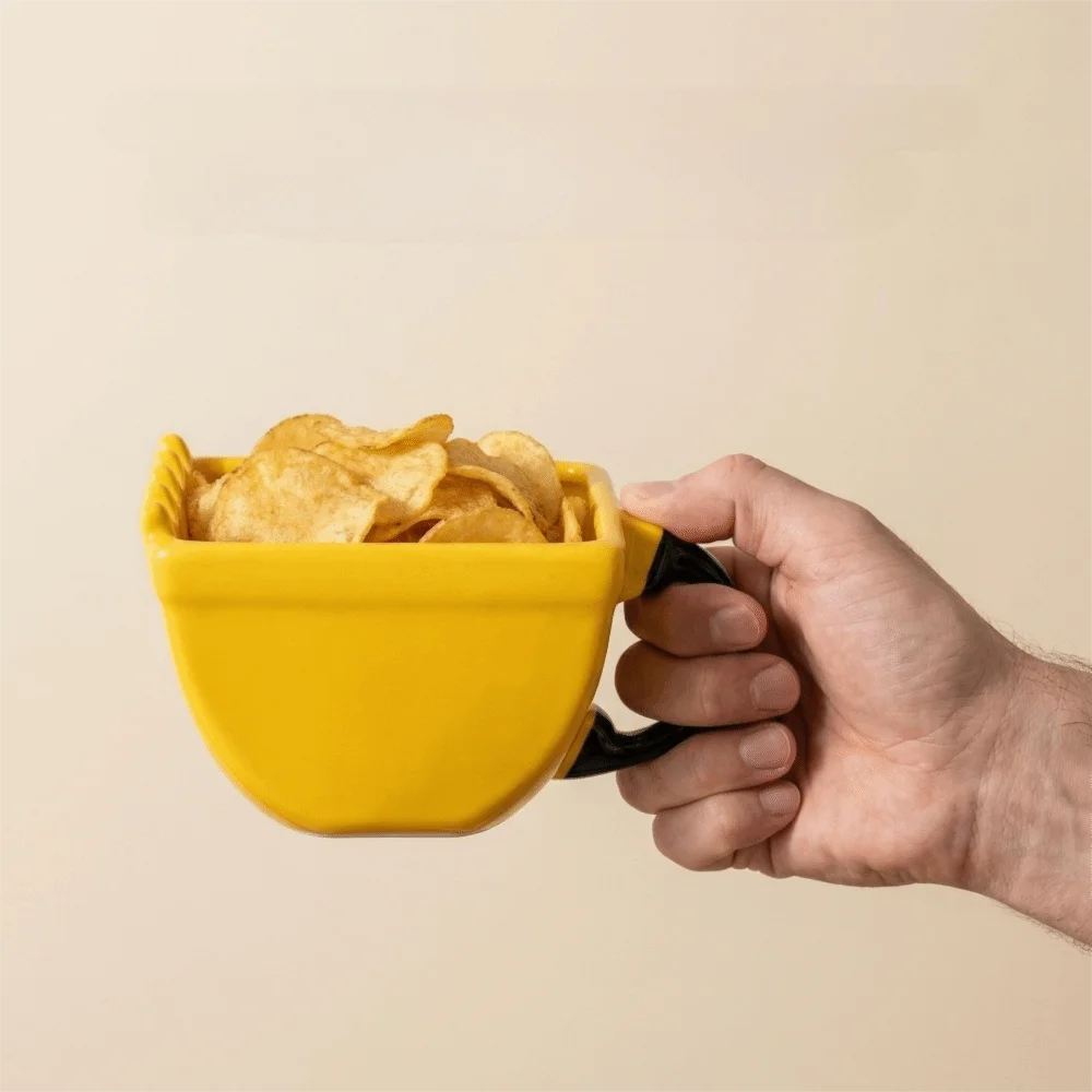 Funny Ceramic Excavator Coffee Mug 170 ML Yellow Digger Coffee Cup with Handle Yogurt Cup Gift