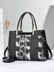 Retro Bucket Bags Women Crocodile Pattern Handbag Capacity Casual Crocodile Shoulder Messenger Bags