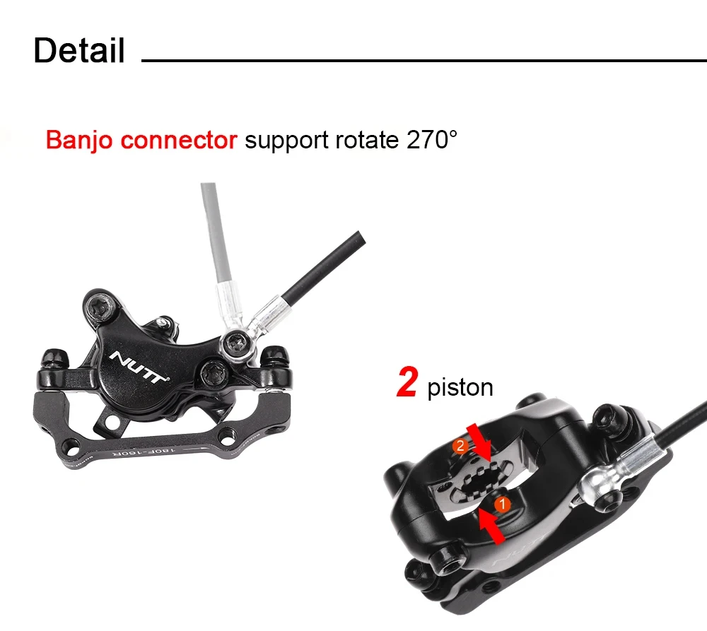 NUTT Right Side Electric Scooter Hydraulic Disc Brake With Sensor 2 Pin Male 140 160 180MM For Kugoo G2 Pro M4 M5 Langfeite L8