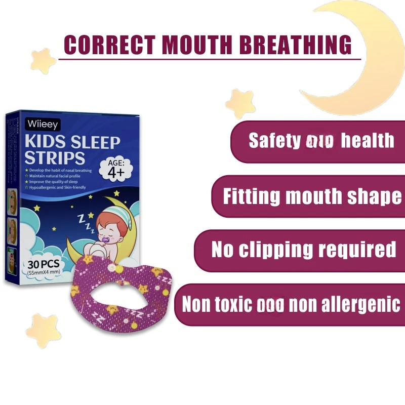 30Pcs/Box Anti-Snoring Stickers For Children Adult Night Sleep Lip Nose Breathing Improving Patch Mouth Correction Sticker Tape