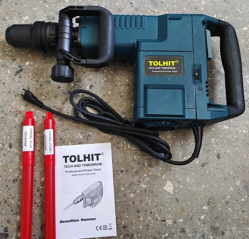 TOLHIT 1500w 25J 52mm 10kgs SDS MAX 11E Concrete Wall Rock Breaking Demolition Breaker Industrial Electric Drill Machine Hammer