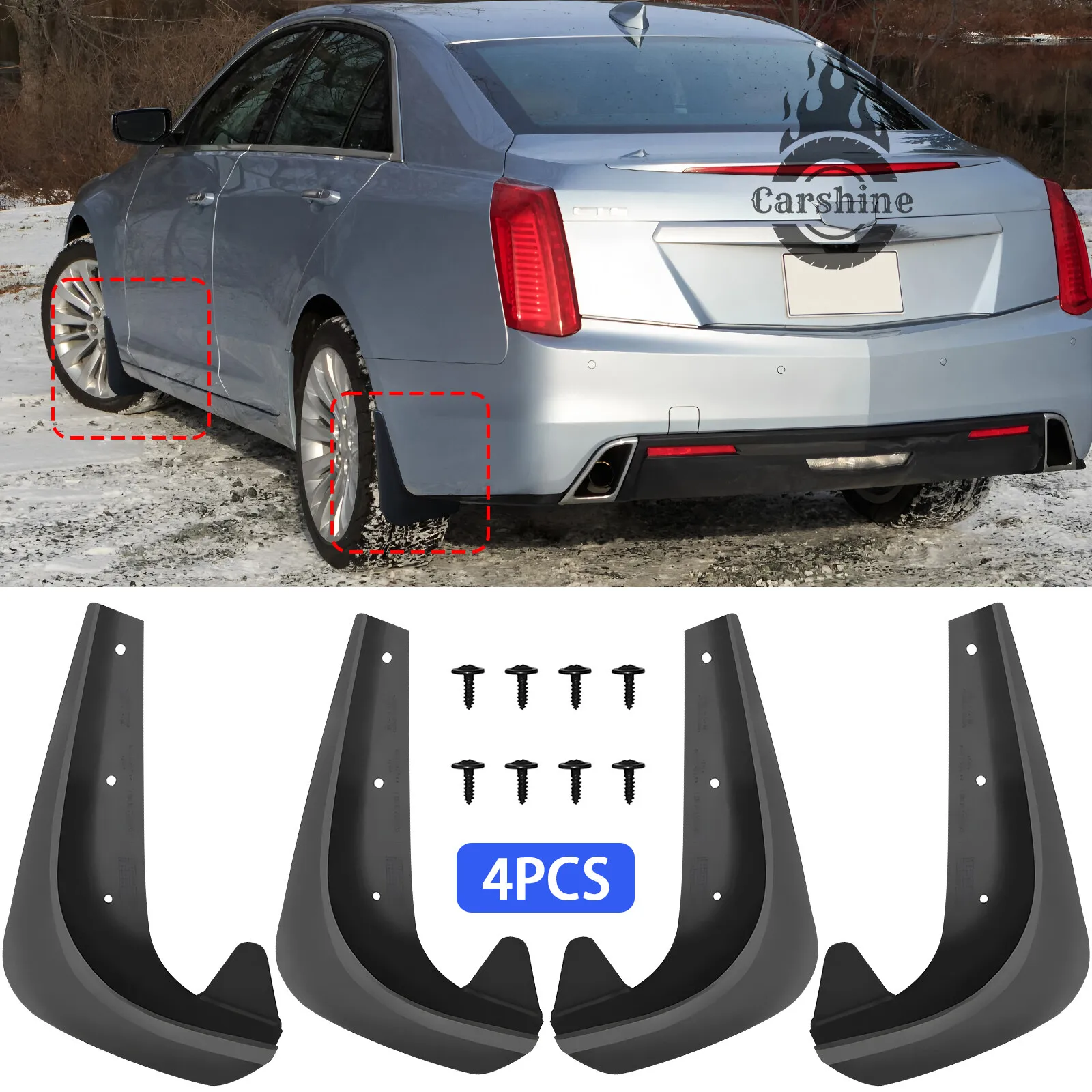 

4x Front&Rear Mud Flaps Splash Guards Splashguards For Cadillac CT5 CT6 CTS