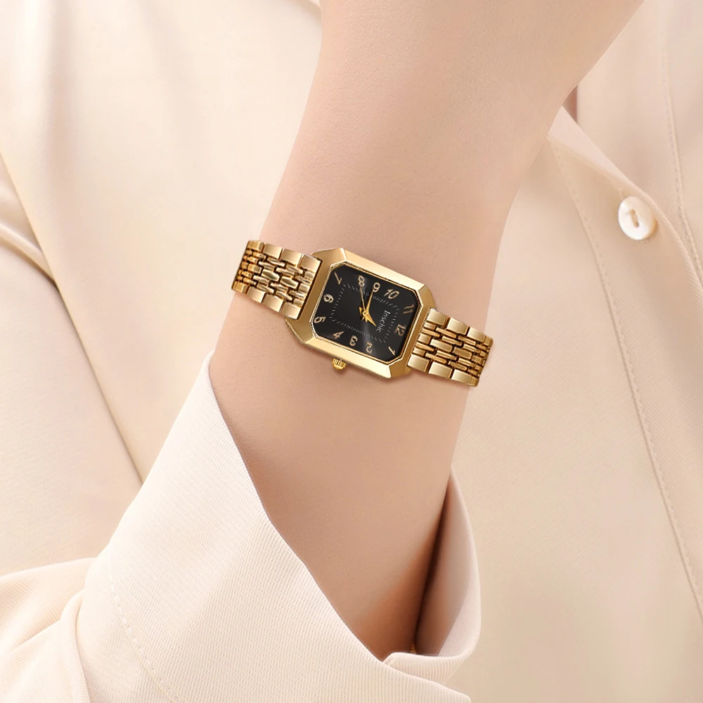 Square Watch with Stainless Steel Strap, Suitable for Women's Daily or Formal Occasions, A Gift for Mothers and Girlfriends