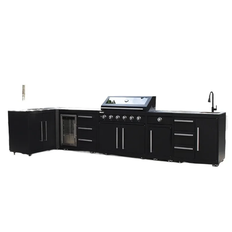 Integral courtyard barbecue table