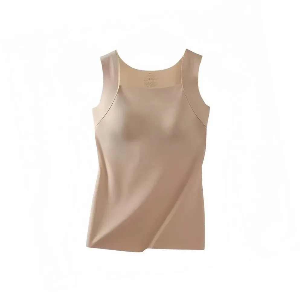 

Built-in Bra Seamless Camisole U Neck Solid Color Bottoming Underwear Fixed Cup Wireless Velvet Camisole Multi-layer Wear