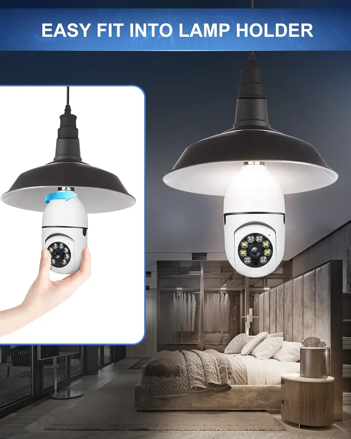 360 Degree WiFi Light Bulb LED Light Intelligent Camera 1080P 2.4GHz 5G Wireless Camera Household Light Bulb Security Monitoring