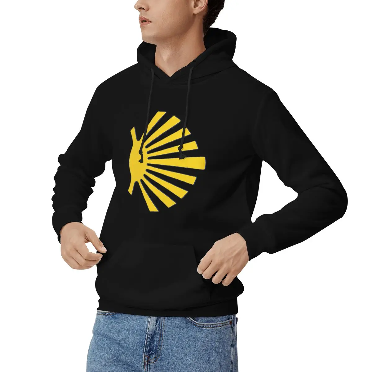 Camino De Santiago Symbol Large Yellow Scallop Shell Hoodies Men Women Pullover Sweatshirt Long Sleeve Streetwear Autumn Winter