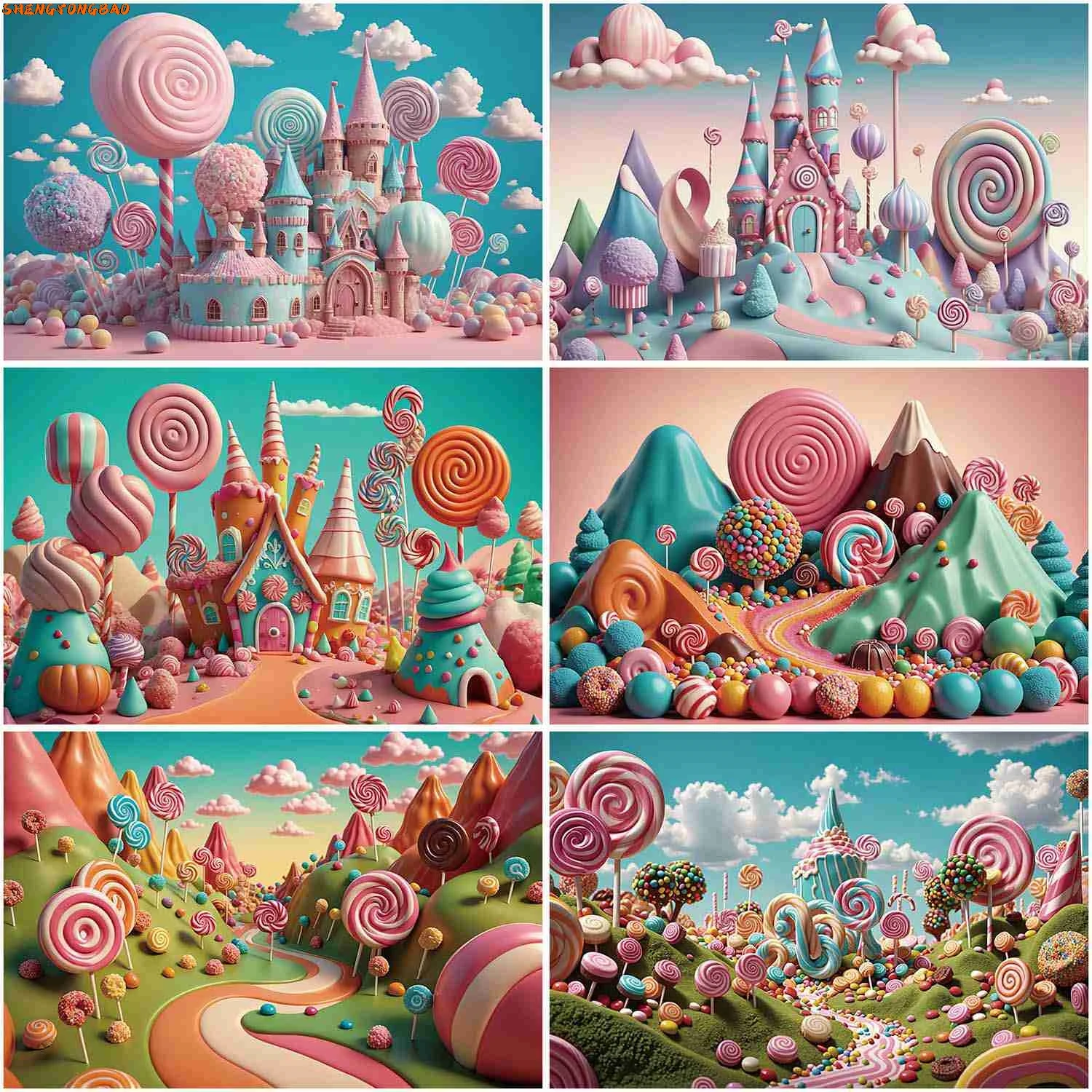 

Candyland Baby Birthday 1st Year Photocall Background Children Party Decoration Backdrop Child Photography Shooting Prop