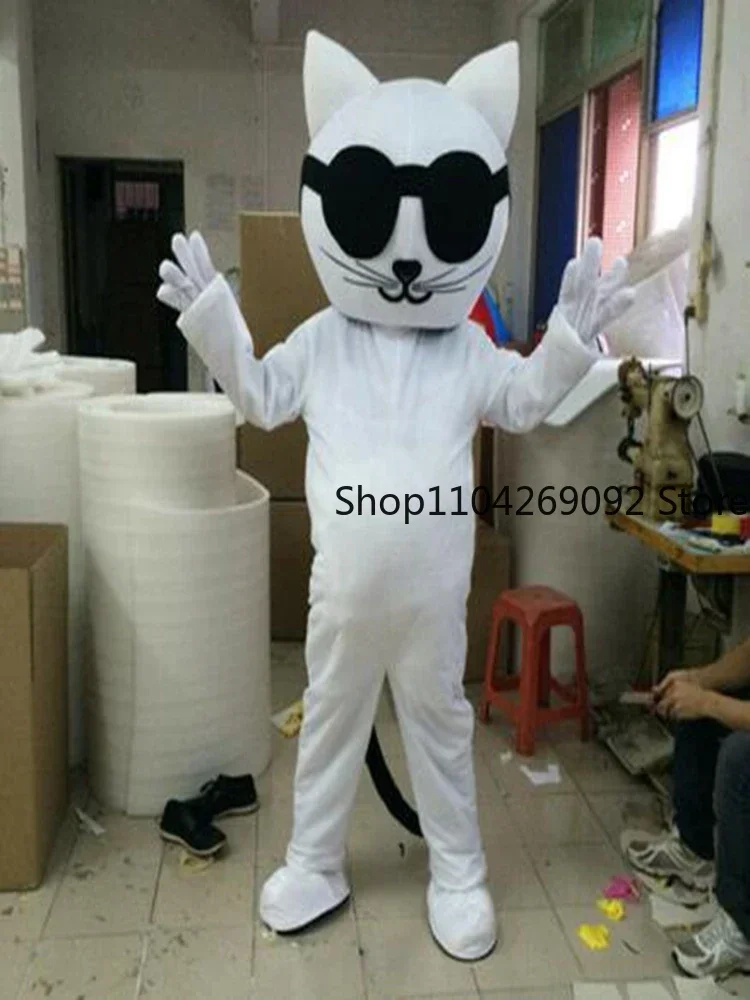 White Cat Mascot Costume Animals Cosplay Halloween Party Adults Fancy Dress Event Unisex Cartoon Apparel Cosplay Halloween