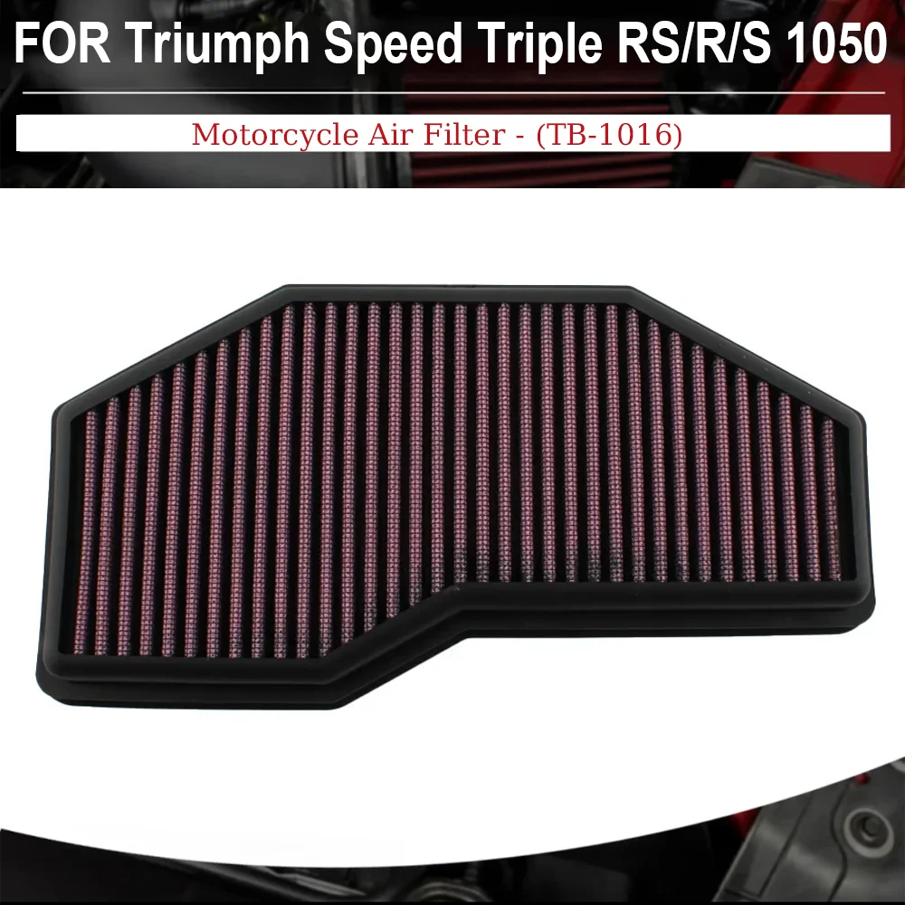 

TB-1016 Air Filter High Performance For Triumph Speed Triple R / S / RS 1050 2019-2020 Street Triple 675 R / S / RS 2017