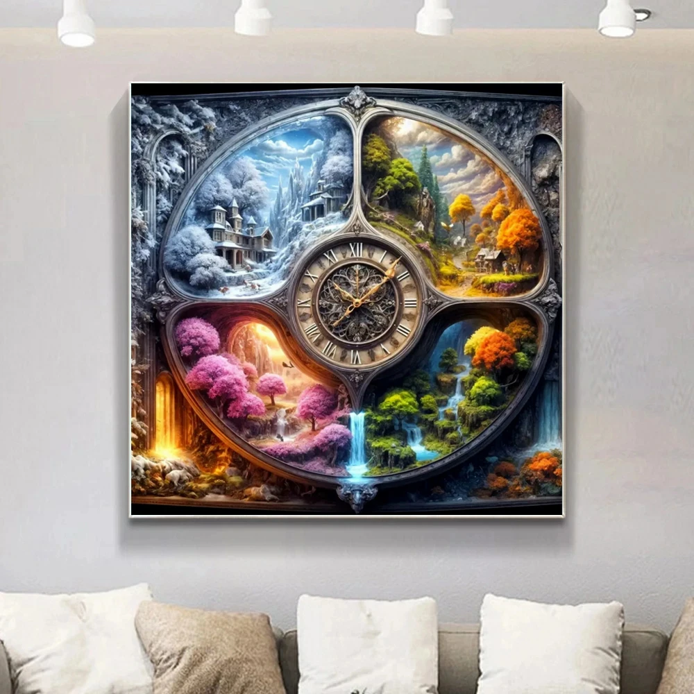 Neue Ankunft 5D Diamant Malerei Kits Haus Baum Volle Runde Mosaik Vier Jahreszeiten Landschaft DIY Stickerei Strass Wohnkultur