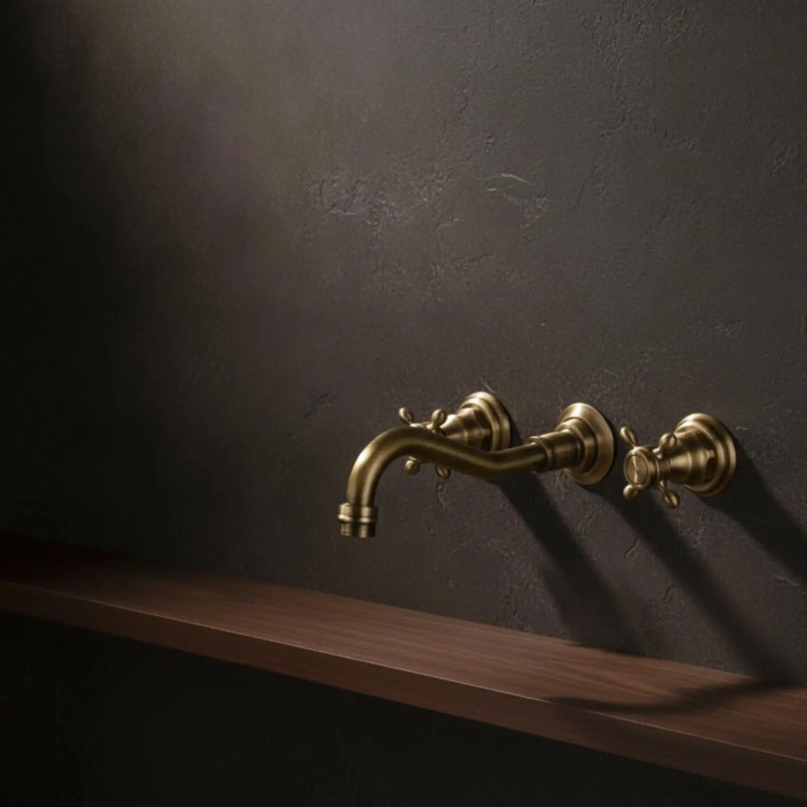 Concealed Basin Faucet Brass Wall-Mounted Faucet Curved Tap for Renovators, Homeowners, Washroom, Powder Room