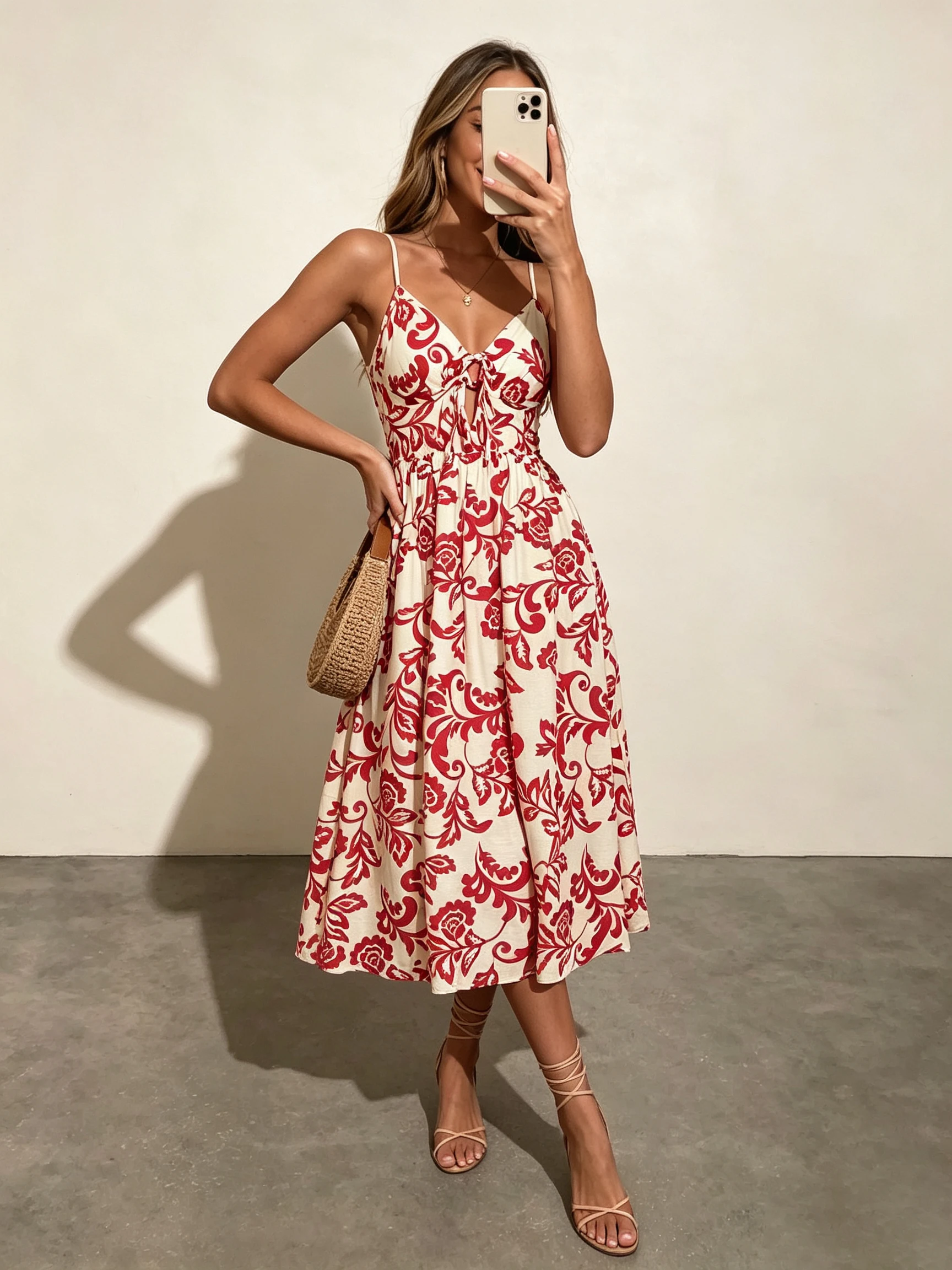 Women Spaghetti Strap Maxi Dress, Faux Linen Rayon Fabric, Soft Comfortable Botanical Print Long Dress