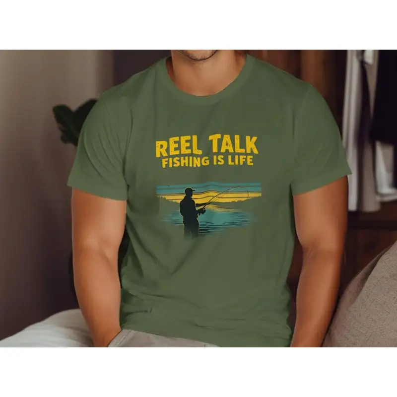

Reel Talk Fishing Is Life T Shirt Perfect Christmas for Men Funny Angler Fisherman Apparel Men's