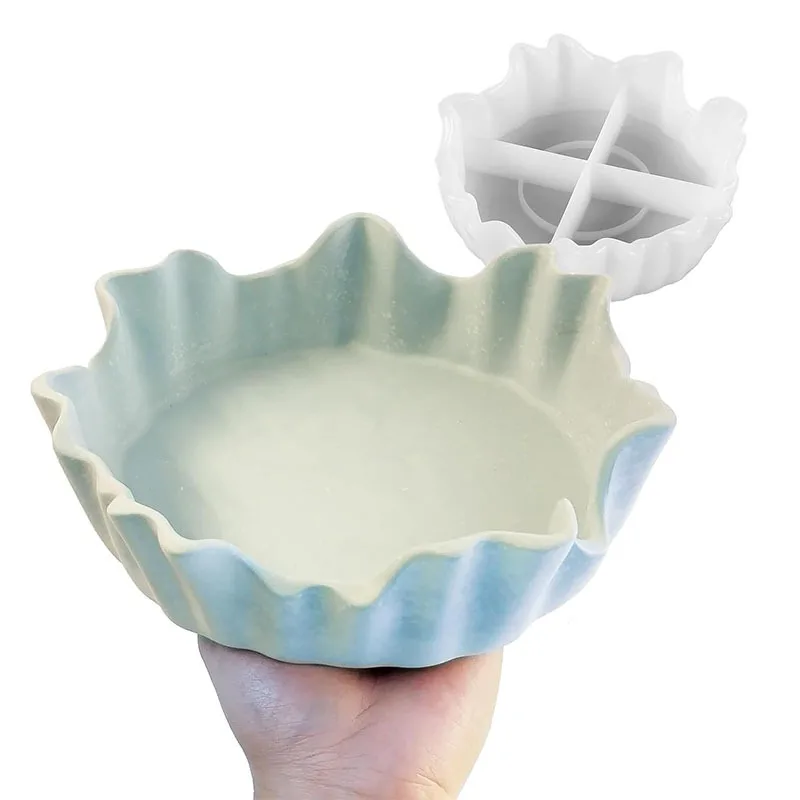Lace Tray Fruit Tray DIY Gypsum Resin Silicone Mold Home Decoration Flower Pot Storage Jewelry Storage Bowl Mold Drop Glue Mold