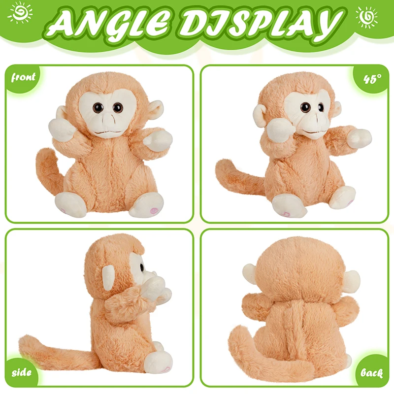 35cm Monkey Musical Plush Toys Animals Throw Pillows with LED Light Luminous Knitted Boy Baby Doll Birthday Gift for Girls