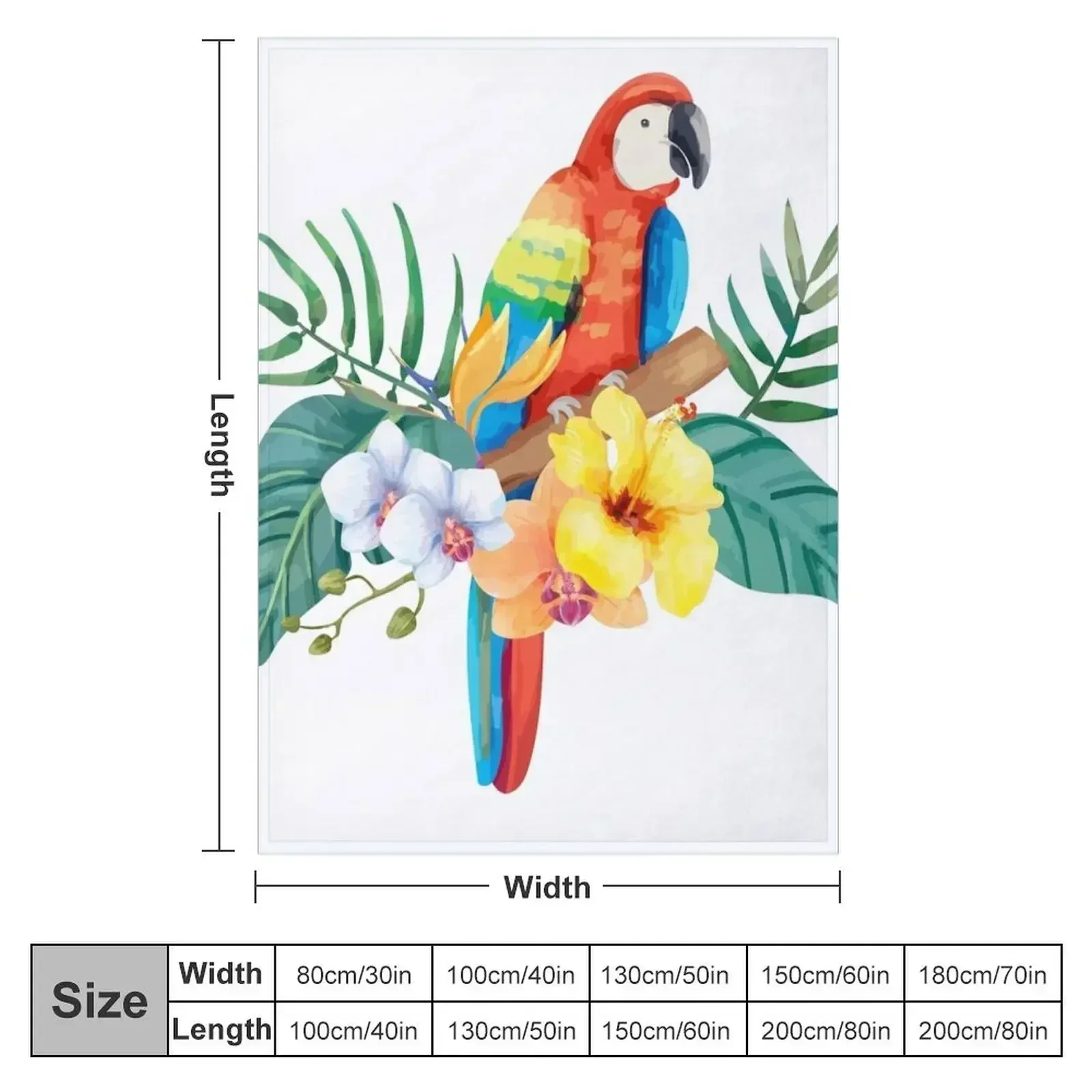 Tropical Parrot Throw Blanket for winter Moving Picnic Furry Blankets