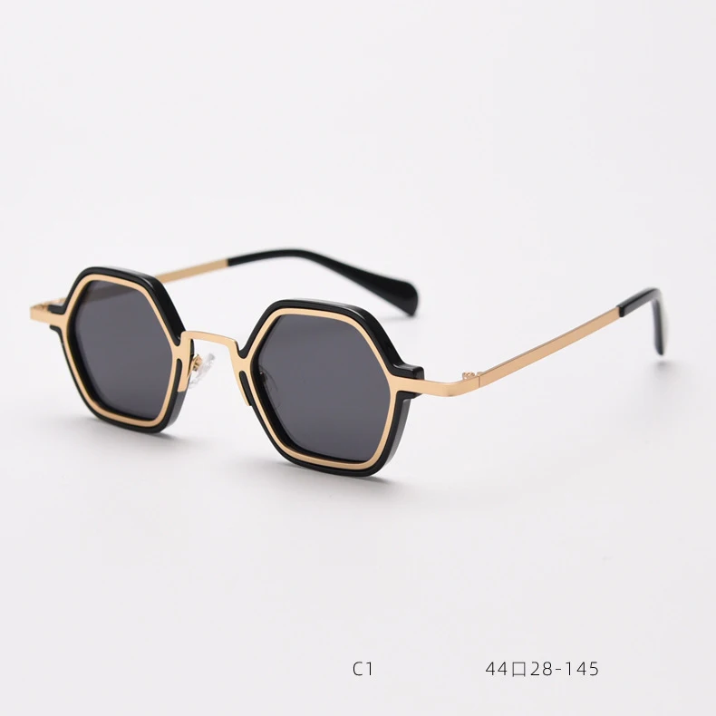 55689 Vintage Polygonal Polarisierte Sonnenbrille Mode Persönlichen Stil Punk Sonnenbrille UV400 Shades Weibliche Schwarz Oculos
