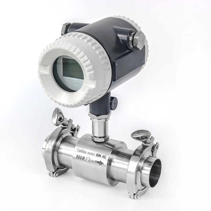 OEM 4-20mA RS485 DN5 DN20 Clamp Connection Turbine Flowmeter With Pulse Output for Coconut Oil 3/4'' Thread and Milk Coupling