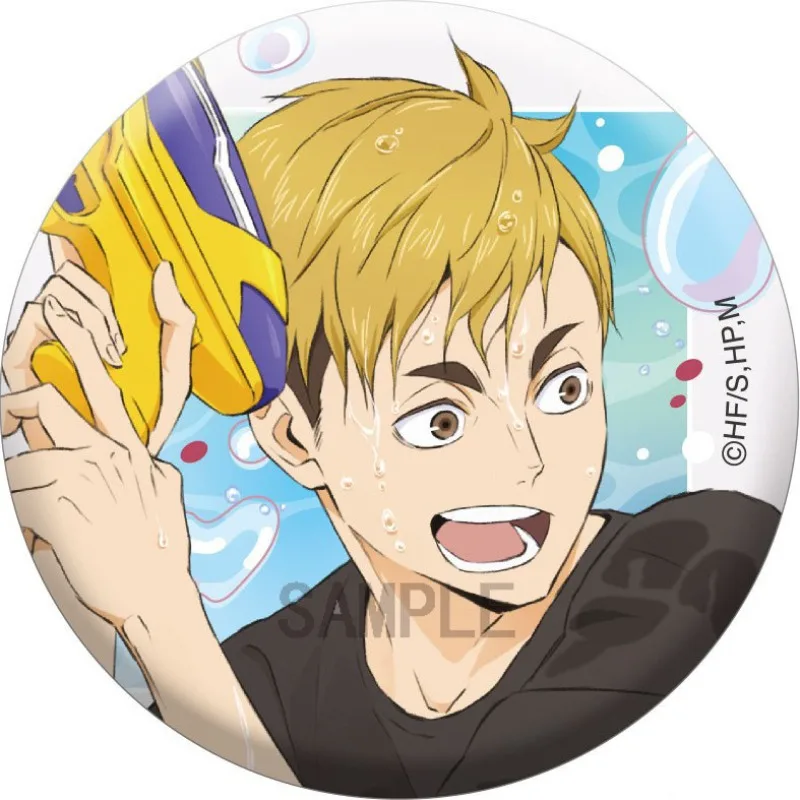 Haikyuu Anime Badge Kozume Kenma Tobio Kageyama 58mm Round Brooch Cartoon Bag Pendent Ornament Kawaii Accessories Collection