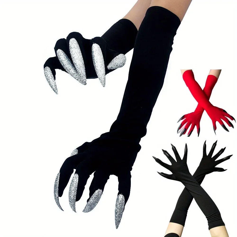 

Halloween Witch Claw Gloves - Long Fingernail Cosplay Props, Perfect for Gothic Stage Performances & Witch Costume Events​