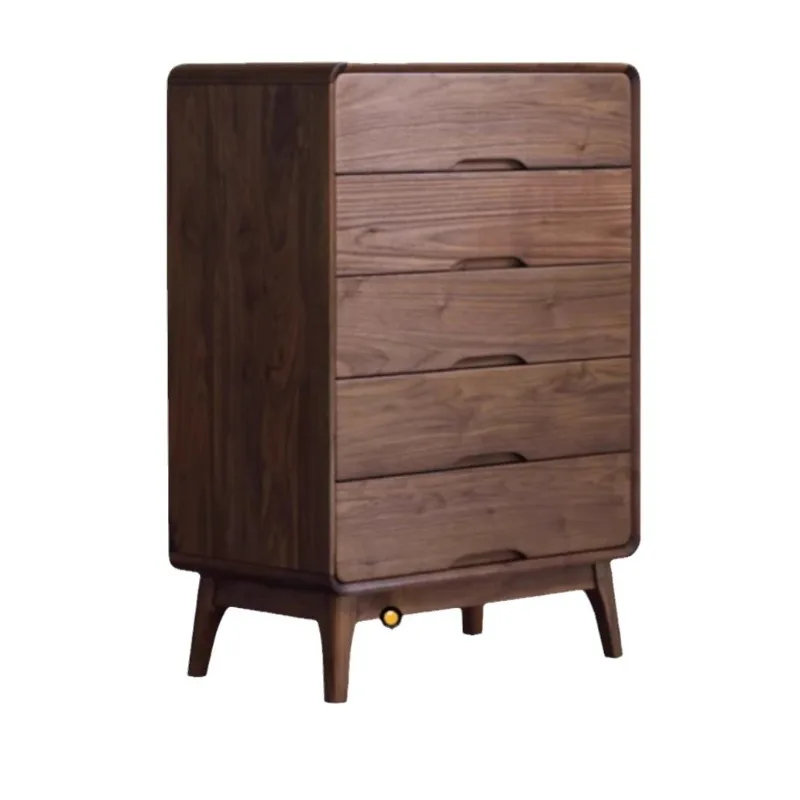 

North American black walnut chest of drawers Nordic pure solid wood chest of drawers Bedroom log storage locker