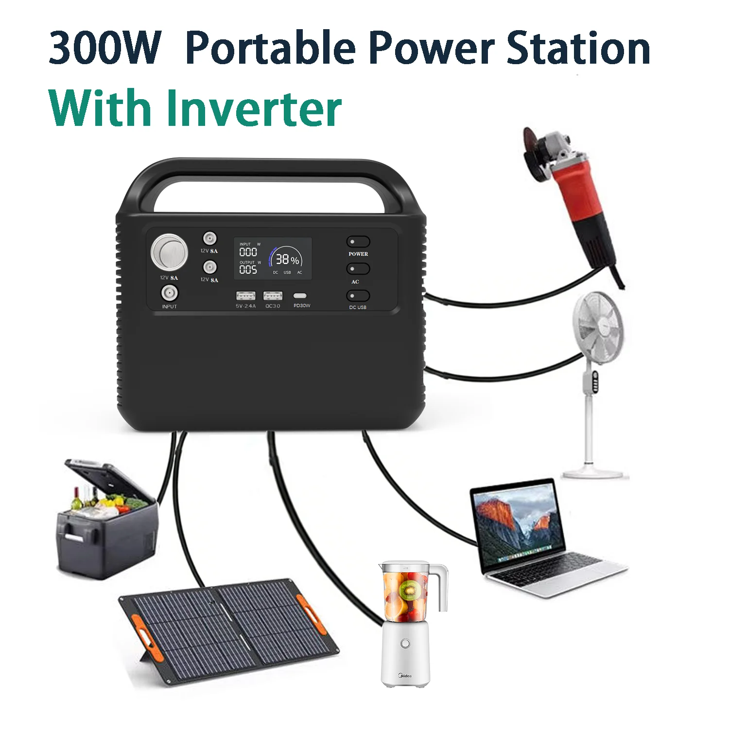 300W Portable Power Station Energy Storage System With Inverter AC 110V 240V Lightweight Camp Supply For Outdoor Travel Use