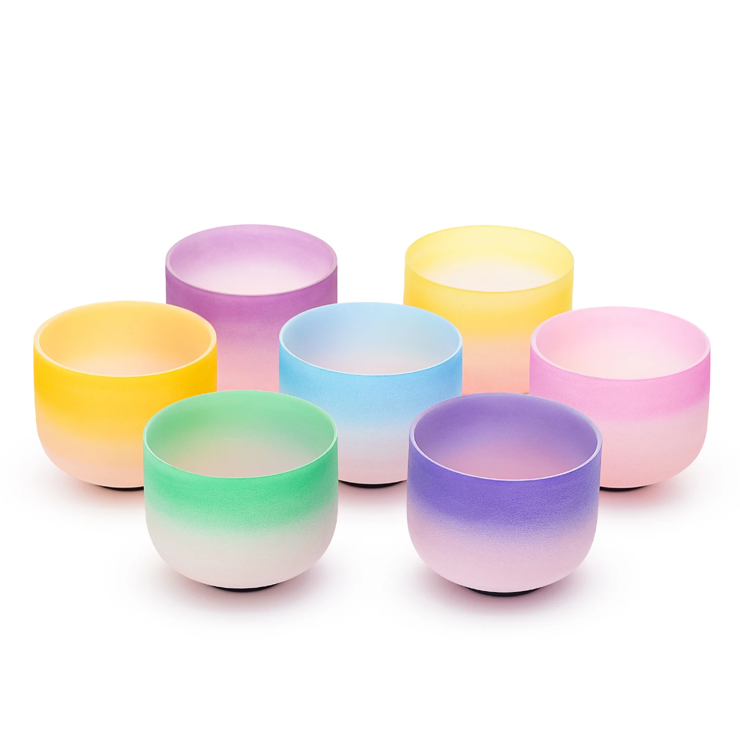 6‑12 Inch Frosted Quartz Crystal Singing Bowl Chakra Set Rainbow Energy Sound Healing Instrument