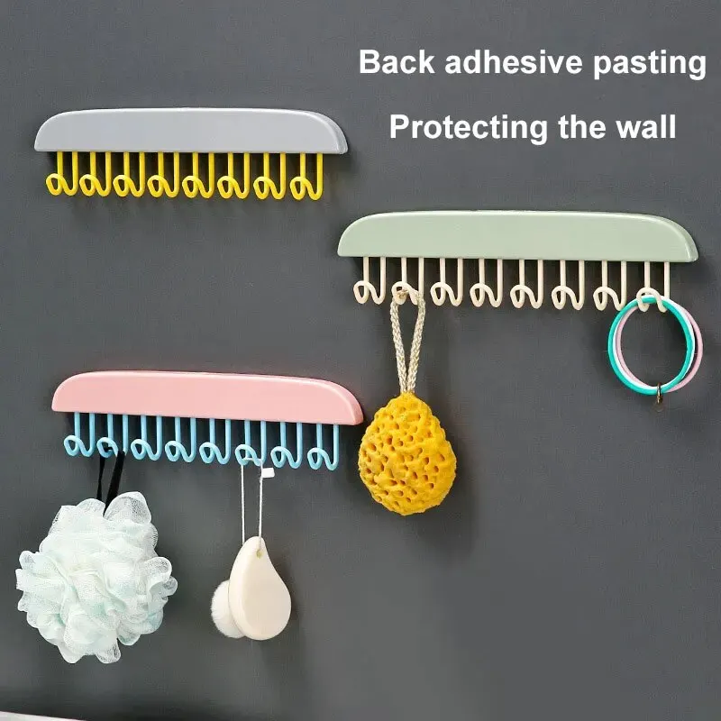 1 adet ev çok fonksiyonlu sekiz kanca elbise askısı ve banyo Traceless yüksek estetik şeker renk depolama kanca