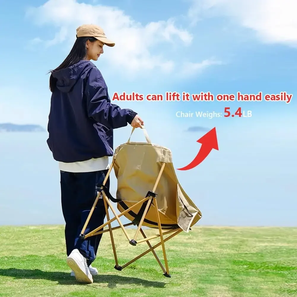 Outdoor Camping Folding Chair Oxford Cloth Fishing Chairs Portable Moon Chair Camping Equipment For Travel Leisure Picnics