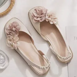 2024 Kwiatowe sandały damskie Płaskie buty Letnie kapcie Sukienka Elegancki trend Płytkie codzienne Slingback Beach